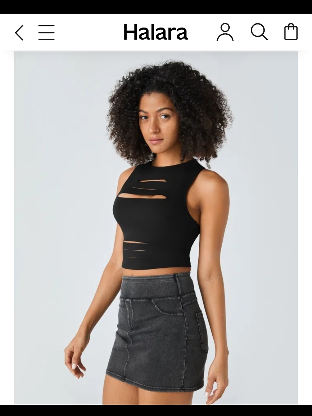 Halara DayStretch racerback ripped cropped casual tank top.